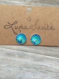 Blue Mermaid Stud Earrings