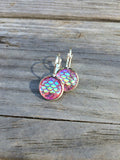 Pink Mermaid Scale Earrings