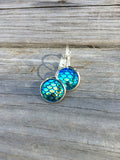 Blue Mermaid Scale Earrings