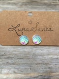 White Mermaid Stud Earrings