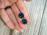 Dark Blue Druzy Earrings