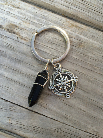 Compass Crystal Keychain