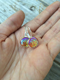 Orange Mermaid Scale Earrings
