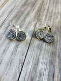Metallic Silver Glitter Druzy Earrings