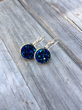 Dark Blue Druzy Earrings