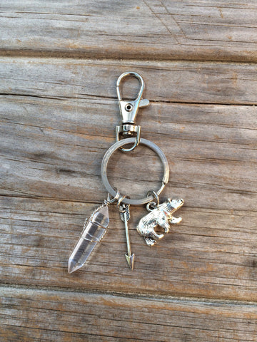 Bear and Arrow Crystal Keychain