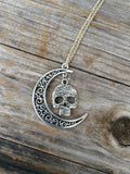 Skull Moon charm necklace