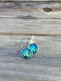 Blue Mermaid Scale Earrings