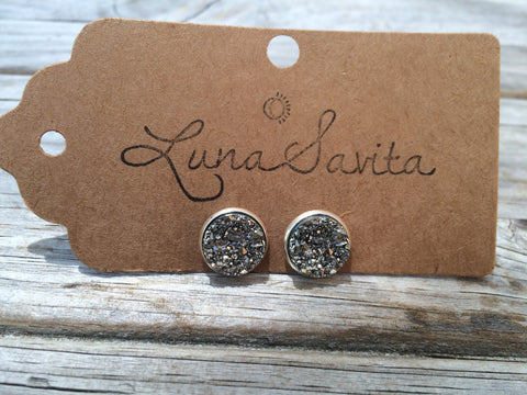 Silver Druzy Earrings