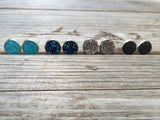 Dark Blue Druzy Earrings