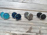 Silver Druzy Earrings