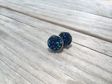 Dark Blue Druzy Earrings