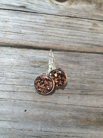 Champagne Glitter Druzy Earrings