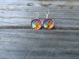 Orange Mermaid Scale Earrings