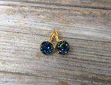 Dark Blue Druzy Earrings