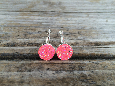 Pink Druzy Earrings