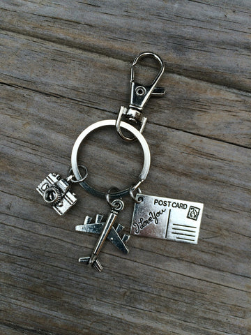Travel Postcard Charm Keychain