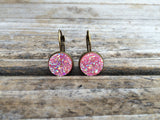 Pink Druzy Earrings