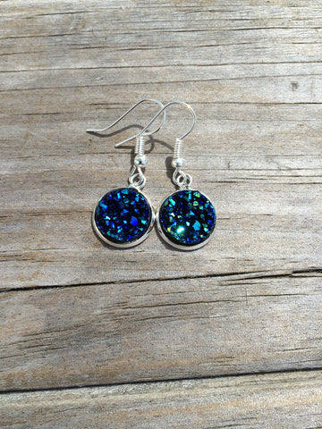 Dark Blue Druzy Dangle earrings