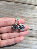 Silver Grey Druzy Dangle earrings