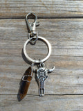 Longhorn Skull Crystal Keychain