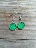 Green Druzy Dangle earrings