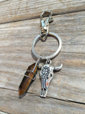 Longhorn Skull Crystal Keychain