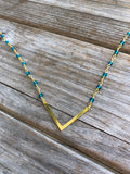 Deep Blue Beaded V Necklace