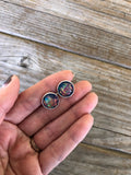 Blue Fire Druzy Stud Earrings