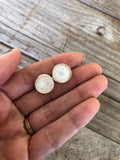 White Pearlescent Druzy Stud Earrings