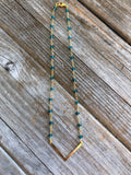 Deep Blue Beaded V Necklace