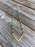 Deep Blue Beaded V Necklace