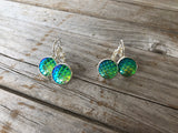 Green Mermaid Scale Earrings