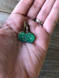 Green Druzy Earrings
