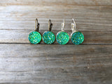 Green Druzy Earrings