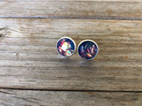 Blue Fire Druzy Stud Earrings