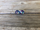 Blue Fire Druzy Stud Earrings