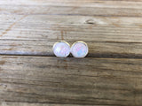 White Pearlescent Druzy Stud Earrings