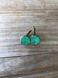 Green Druzy Earrings