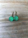 Green Druzy Earrings