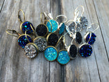 Dark Blue Druzy Earrings