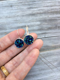 Dark Blue Druzy Earrings