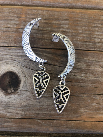 Aztec Moon Earrings