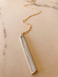 Long Selenite 14k gold filled Necklace
