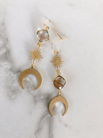 Celestial Copper Moon Earrings