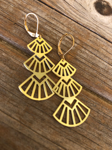 Brass Fan Earrings