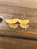 Hammered Brass Moon Phase Earrings