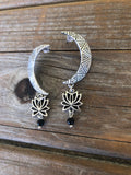 Onyx Lotus Moon Earrings