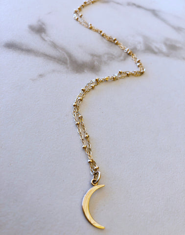 Dainty Gold Moon Necklace 14k gold filled
