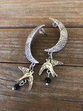 Onyx Bird Moon Earrings